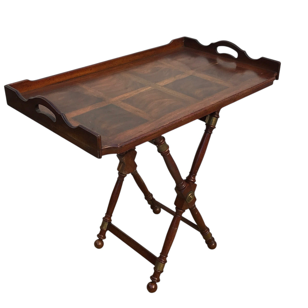 Vintage Large Vintage Solid Wood Butler's Tray Tea Table with folding legs in Astoria, Queens NYC
