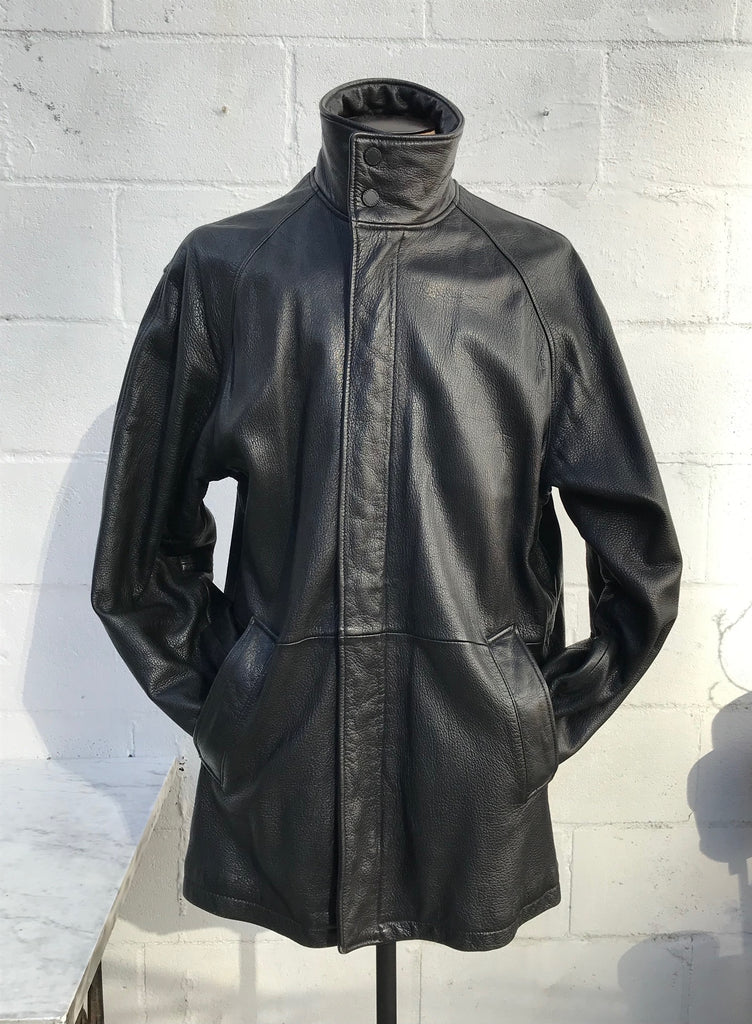 Men's Vintage Leather 3/4 Jacket-  size Large Perry Ellis Portfolio