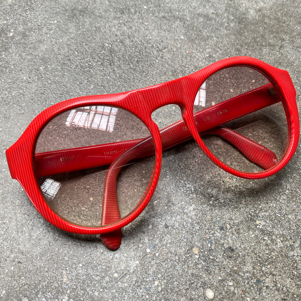 Rare Womens 1970s Alfa Red stripe glasses / sunglass frames, Jackie O style, Made in Italy