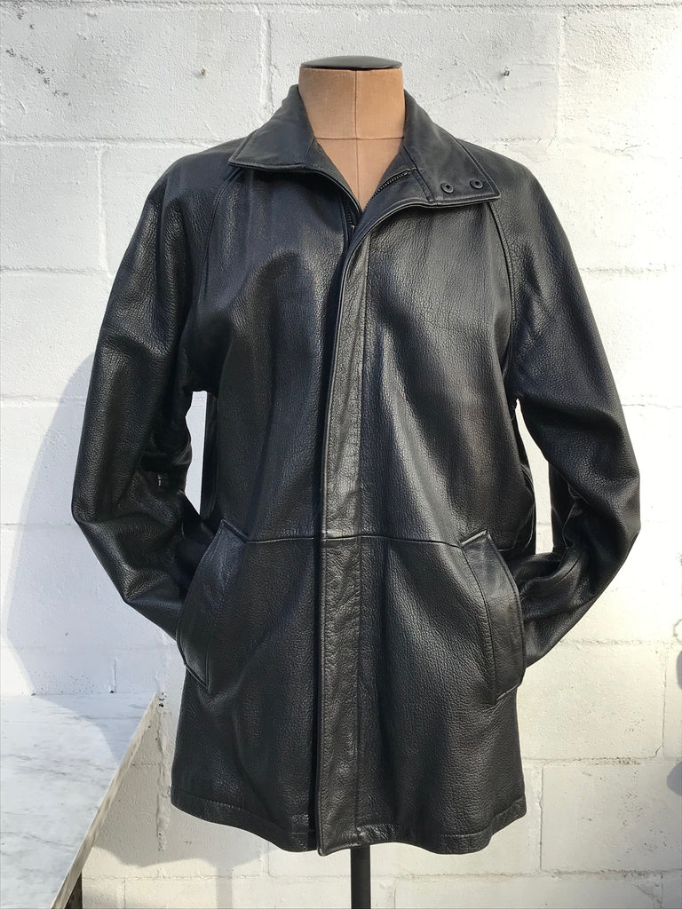 Men's Vintage Leather 3/4 Jacket-  size Large Perry Ellis Portfolio