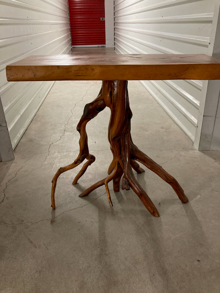 1950's 3 Piece Set. 2  Mid Century Live Edge Tables and matching  Lamp. Handmade in the late 1950s in Idaho Springs, Colorado. Located in Texas DFW area