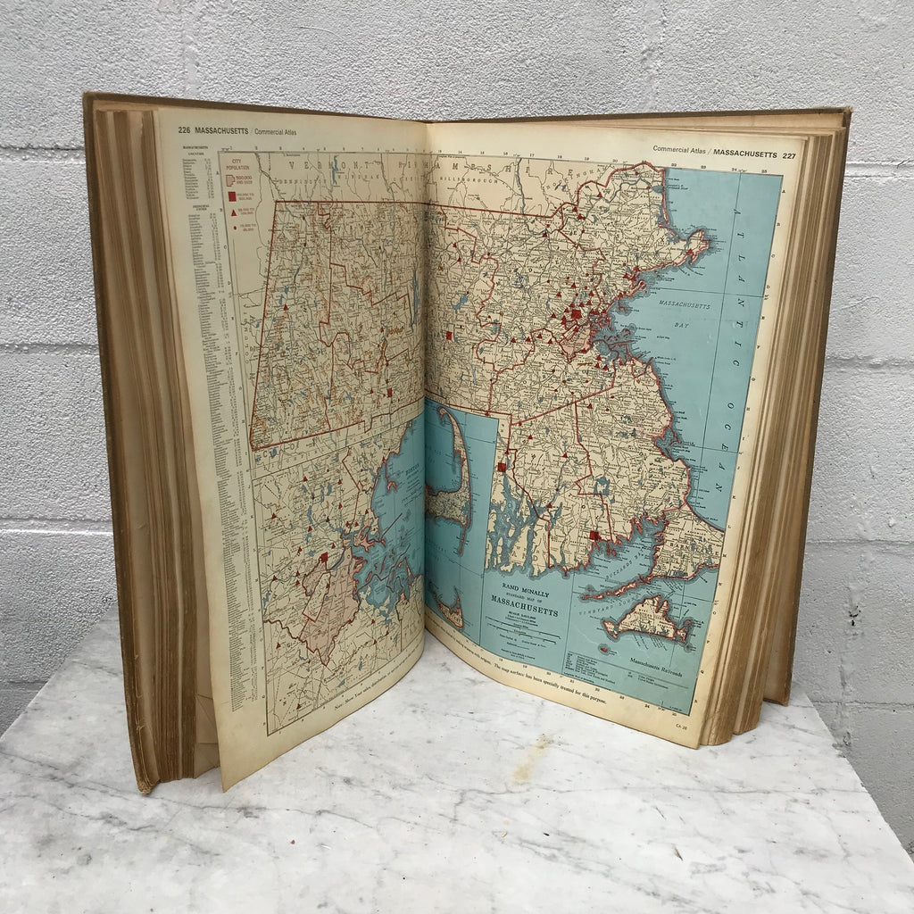1967 Atlas Extra Large Rand McNally Commercial Atlas Book, Vintage Map of Earth Book