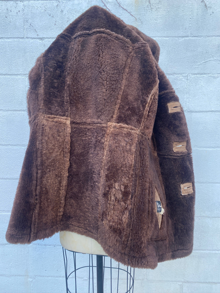 Men's Small or Womens Large Vintage Brown Sheepskin Fur Coat  by Athen's Leather Ware Limited, Made in Toronto Canada 