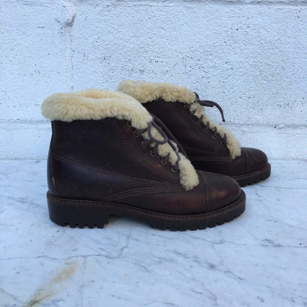 Women's 5.5 Polo Country Ralph Lauren Sherpa Lined Leather with fur lining boots