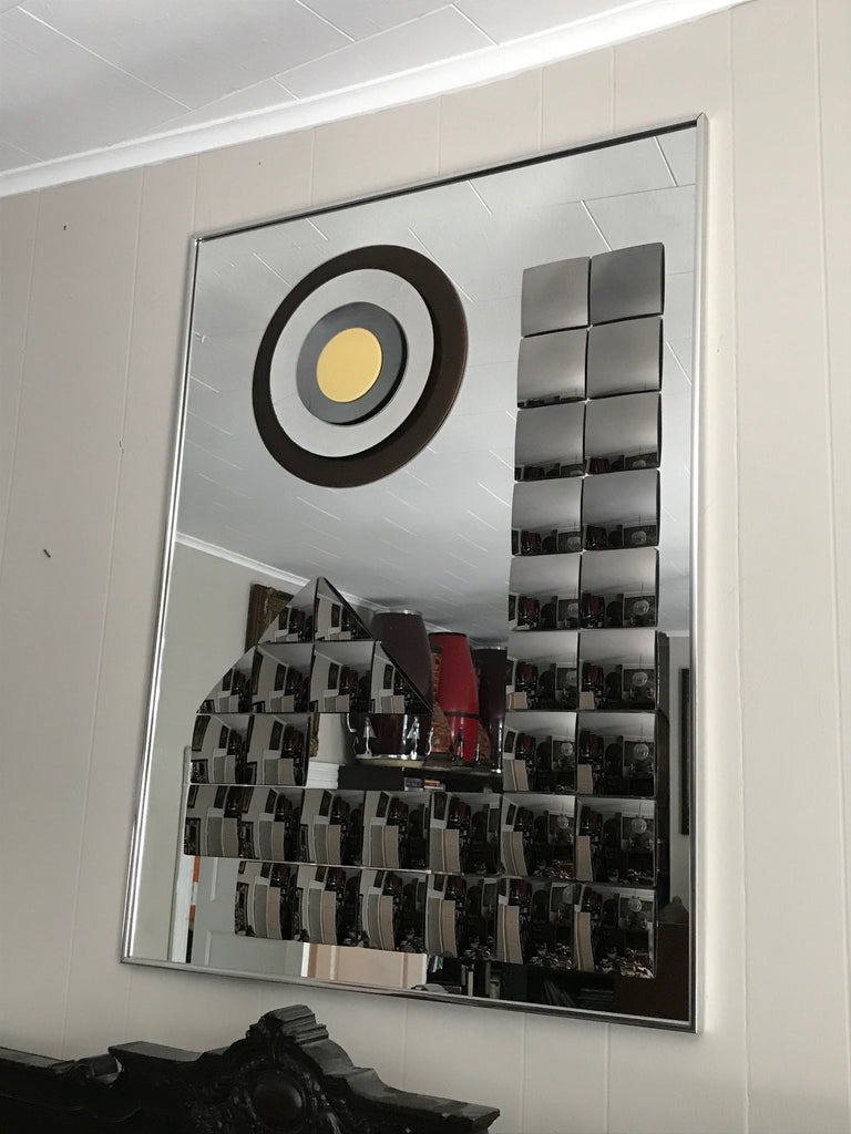 Vintage Mid Century Rare HAL BIENENFELD Op Art Bullseye Mirror in Astoria Queens NYC