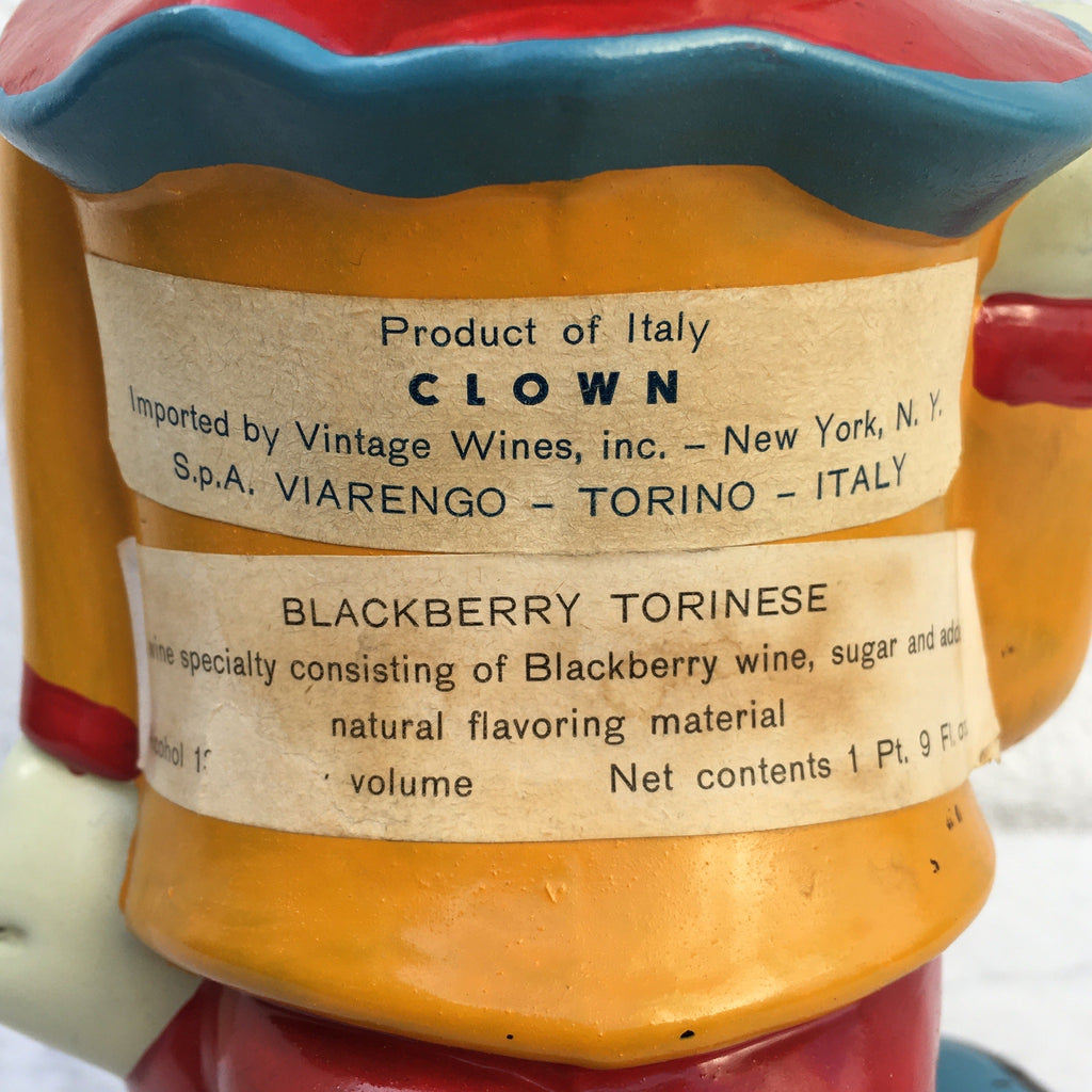 Vintage 1950s Viarengo Torino Clown Italian Decanter Wine Bottle - Sealed!
