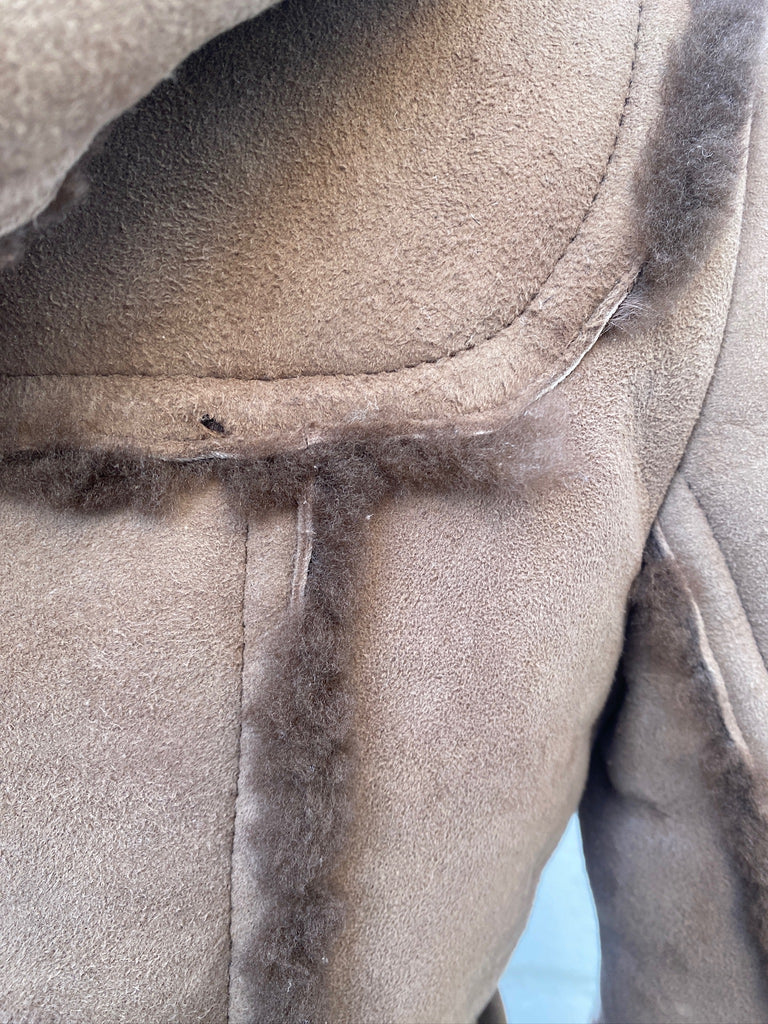 RARE Women's 1970's removable Hood brown Sheepskin long fur coat , by Leather Attic - Size small / XS