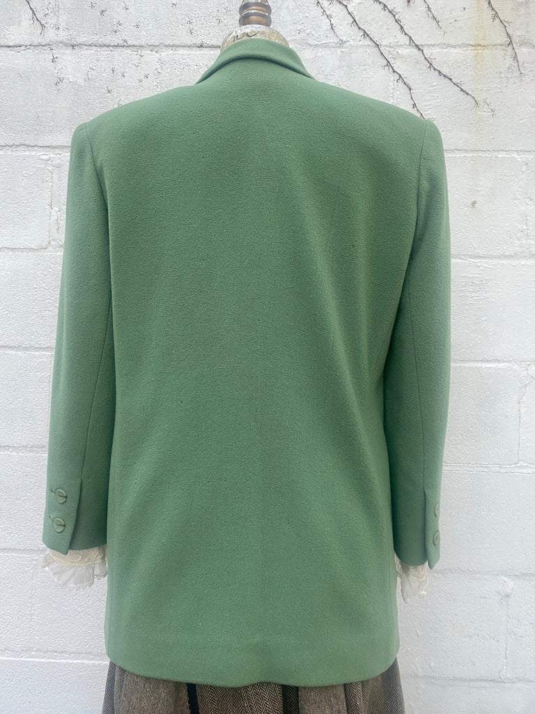 1980's Green Forenza oversized wool cashmere blend blazer with oversized shoulder pads, Womens size Medium - 6