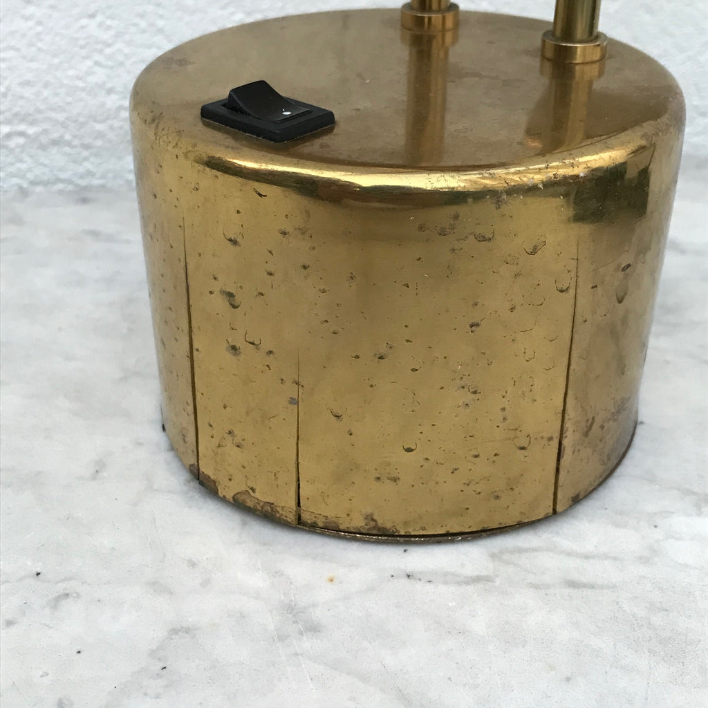 1970's Post Modern Brass Weighted Swing Arm Desk Lamp 