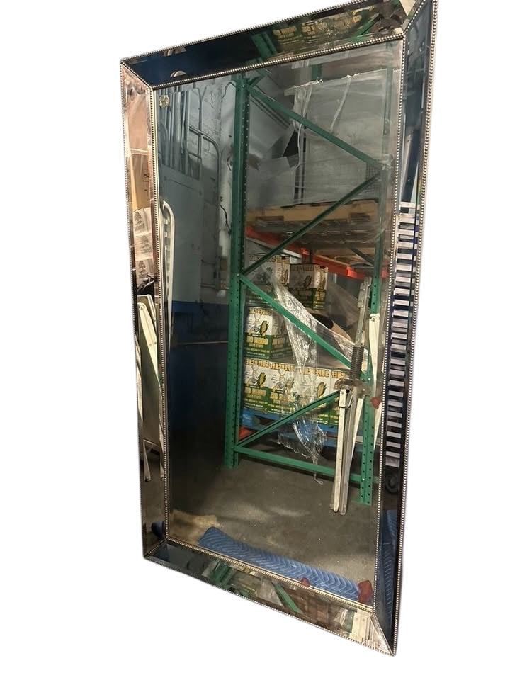 Extra Large Vintage Basset Full Length Mirror with beveled mirror framed , Wardrobe mirror, dresser mirror, bedroom mirror. No Shipping, Delivery available to the NYC boroughs.