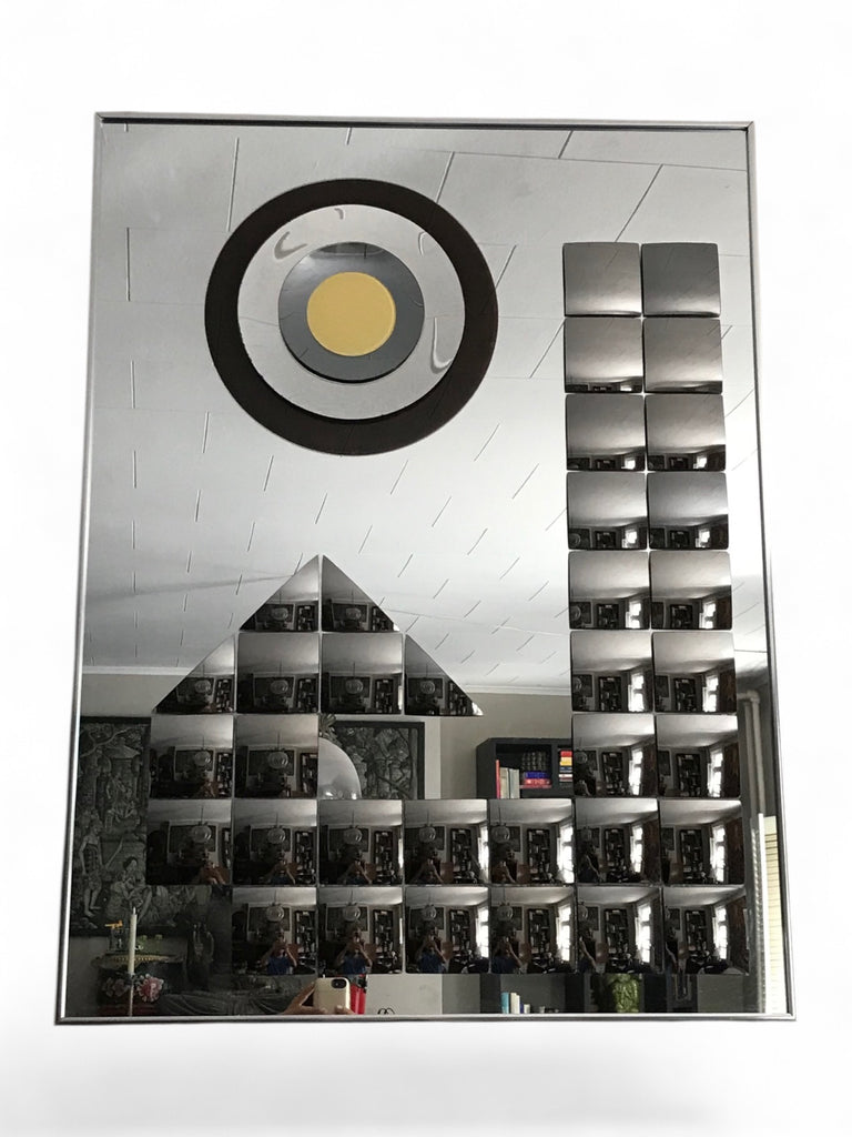 Vintage Mid Century Rare HAL BIENENFELD Op Art Bullseye Mirror in Astoria Queens NYC