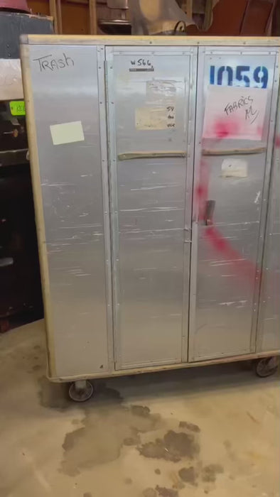 (4 available)-New York City Opera Large Industrial Metal Transportation Bin with Doors on Wheels for Theatre Costumes, Storage,  Wardrobe, Tools,       NO SHIPPING!