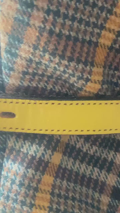 1970s Skinny leather women's yellow belt, silver removable buckle - Size XS/S    FREE SHIPPING