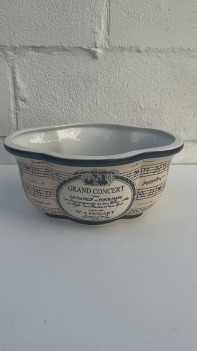 Vintage Mozart Music Note  Sheet Garden Planter Bowl