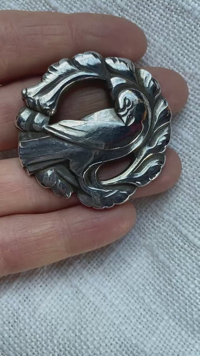 1930's Georg Jensen Antique Sterling Silver Brooch .925 ,  Marked "123" Denmark ,  Art Nouveau Brooch    FREE SHIPPING