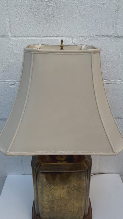 MCM Large Vintage Chinoiserie Brass Tea Caddy Night Lamp, Hollywood Regency Night Lamp        SHIPPING FEE NOT INCLUDED